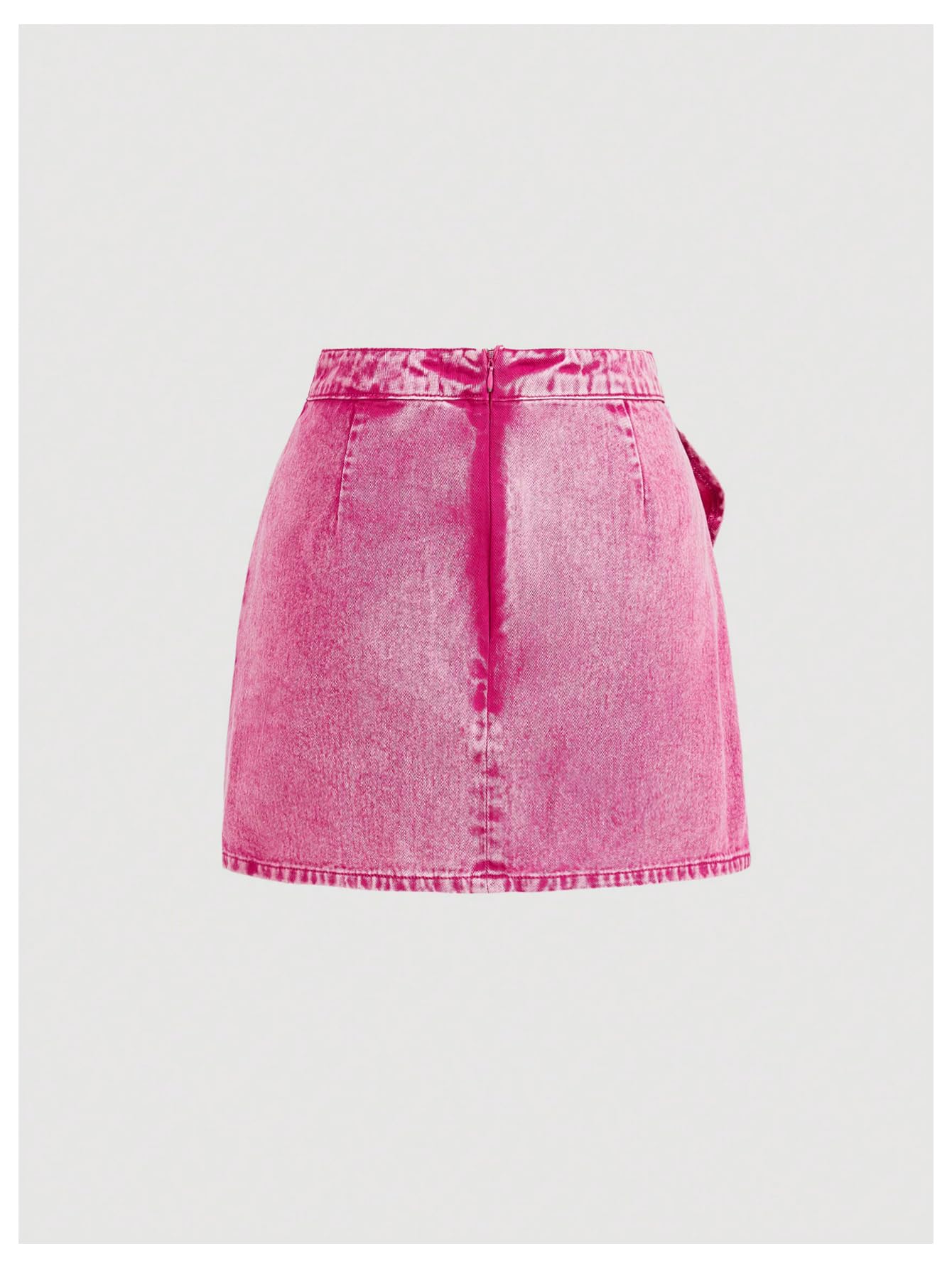 Women's High Waisted Big Bow Wrap Front Mini Bodycon Denim Skirts