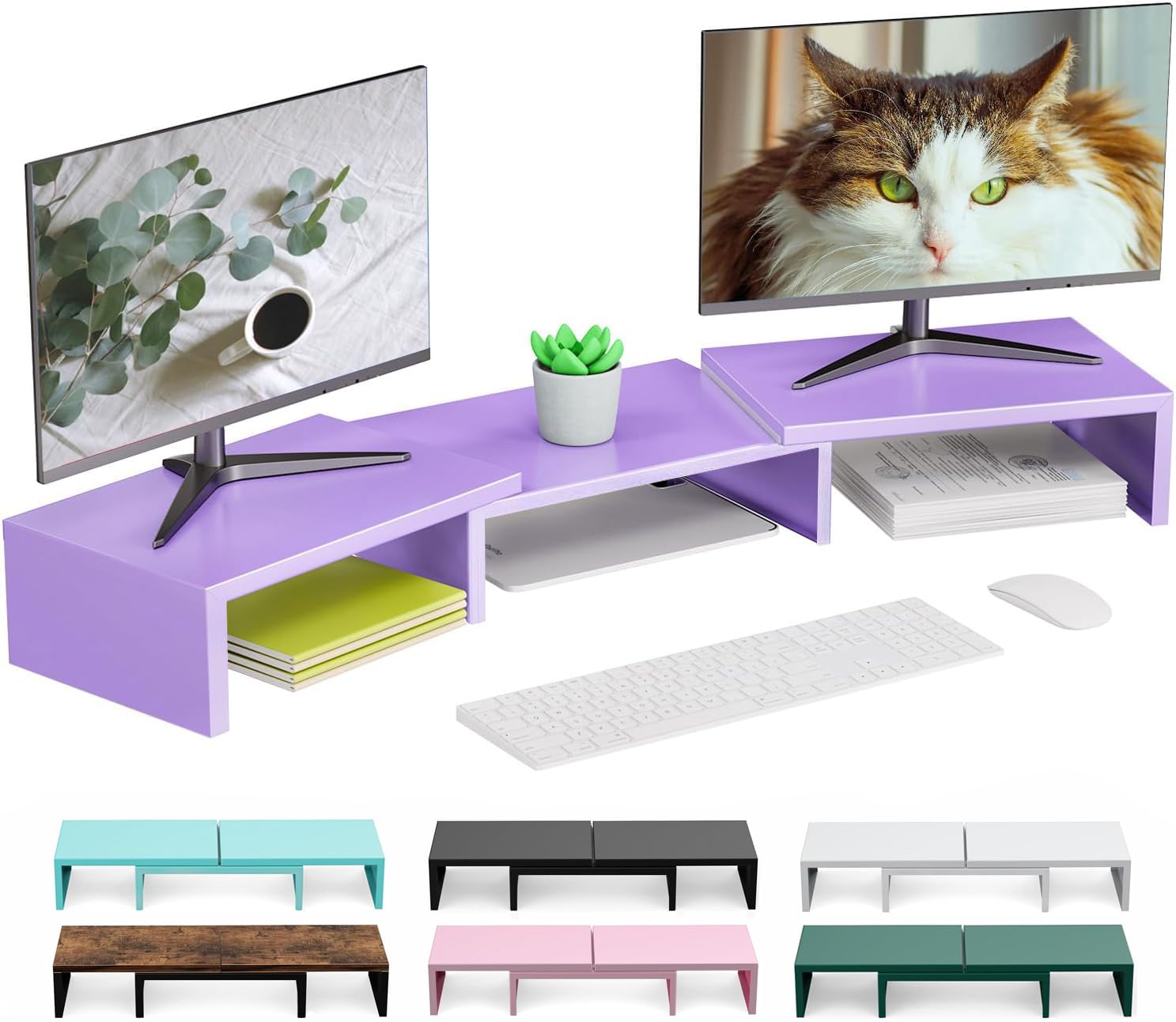 Dual Monitor Stand for Desk, Metal Monitor Riser, Office Supplies and Accessories