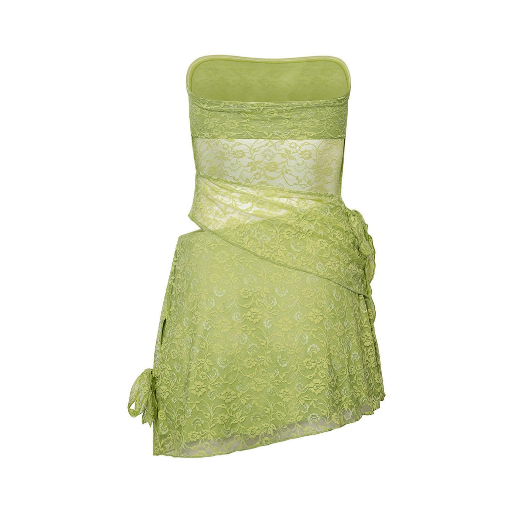 Women Y2k Ruffle 2 Piece Skirt Set Sexy Lace Mesh Crop Top and Mini Skirt Set Outfits