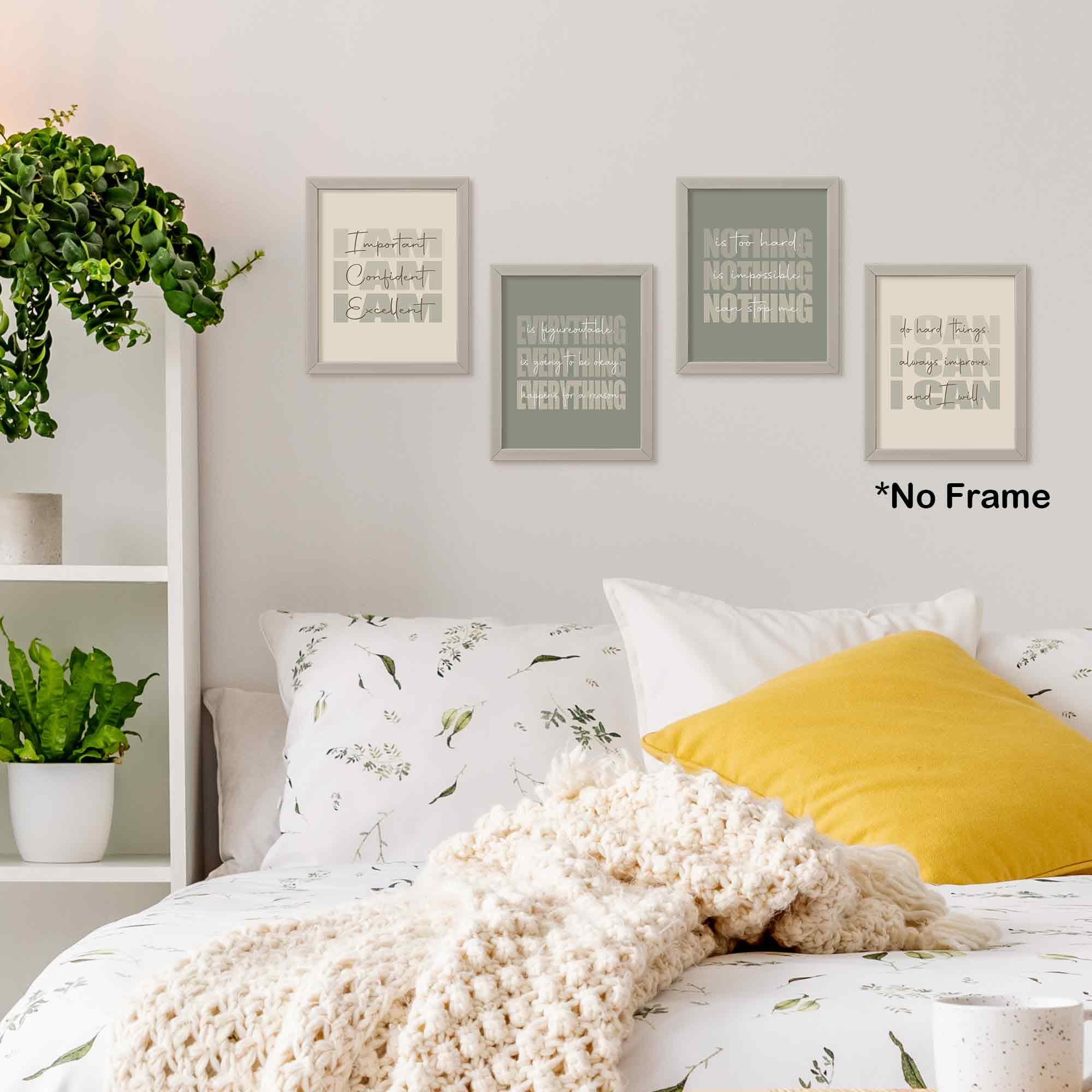 Set of 4 Inspirational Posters â€?Motivational Wall Art for Teen Girls & Women (8x10)