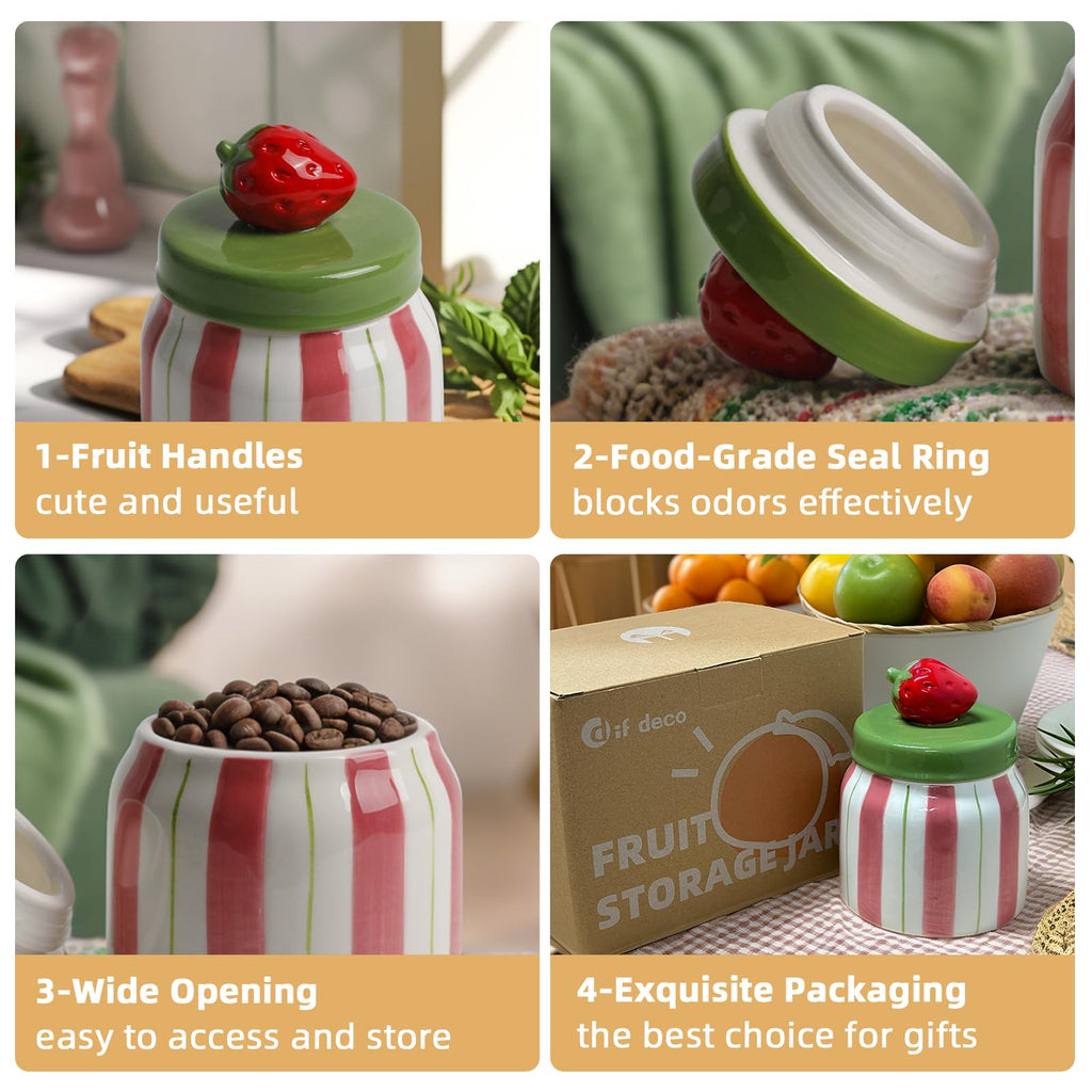 Cookie Jars with Lid Airtight, Hand Painted Ceramic