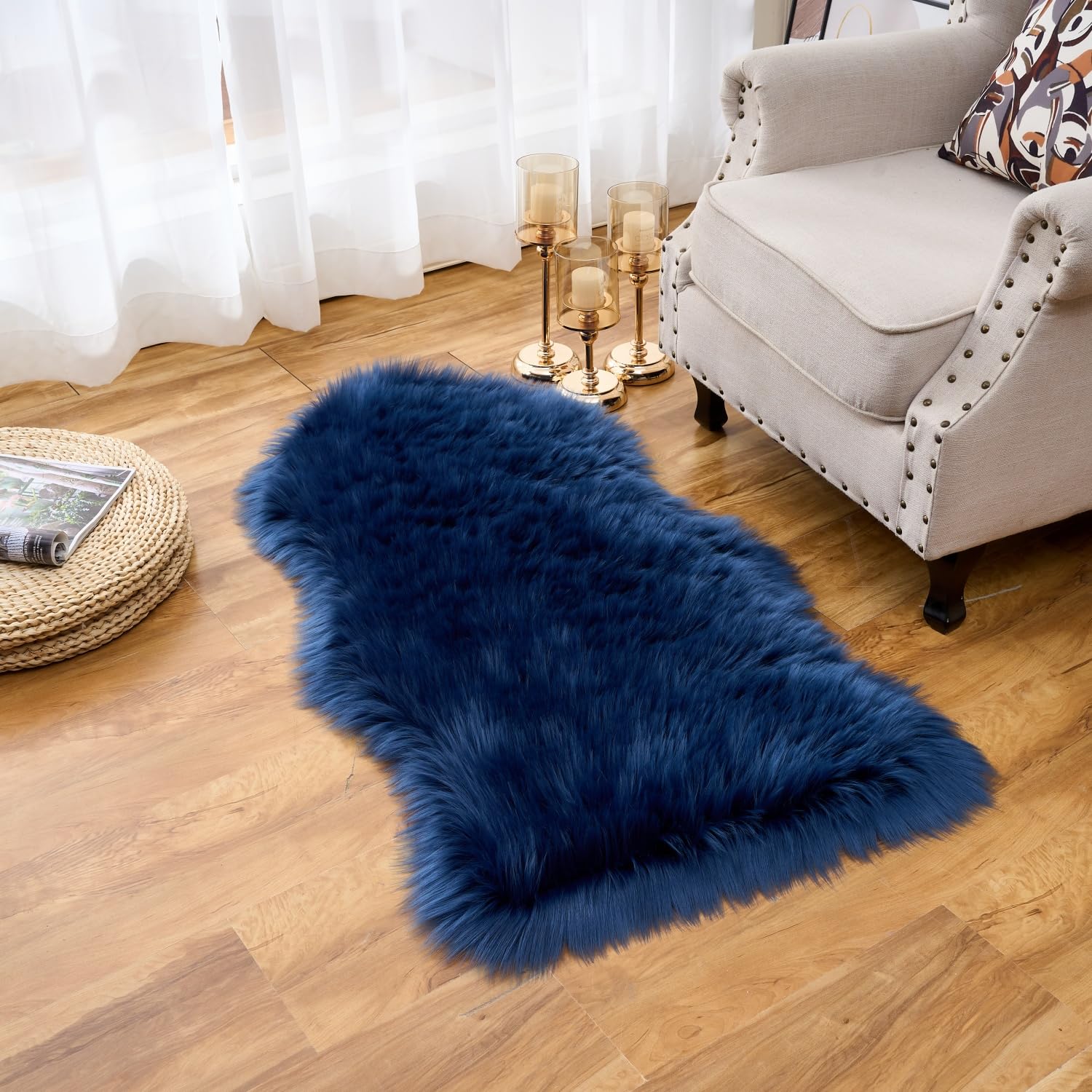 Ultra Soft Faux Fluffy/Fuzzy Shaggy Area Rug - Fur Chair Cover Seat Pad