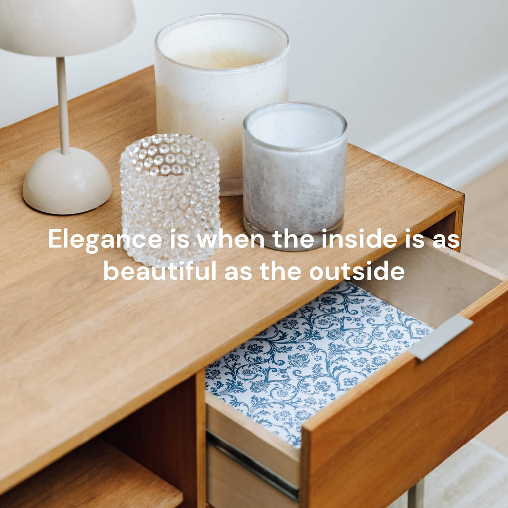 Scented Drawer Liners - Non-Adhesive Paper Sheets for Closet Shelves, Cabinet, Home Essentials & Dresser - 14 x 19.5 Inch Royal Damask Print Drawer Liner - Coquette Room Decor