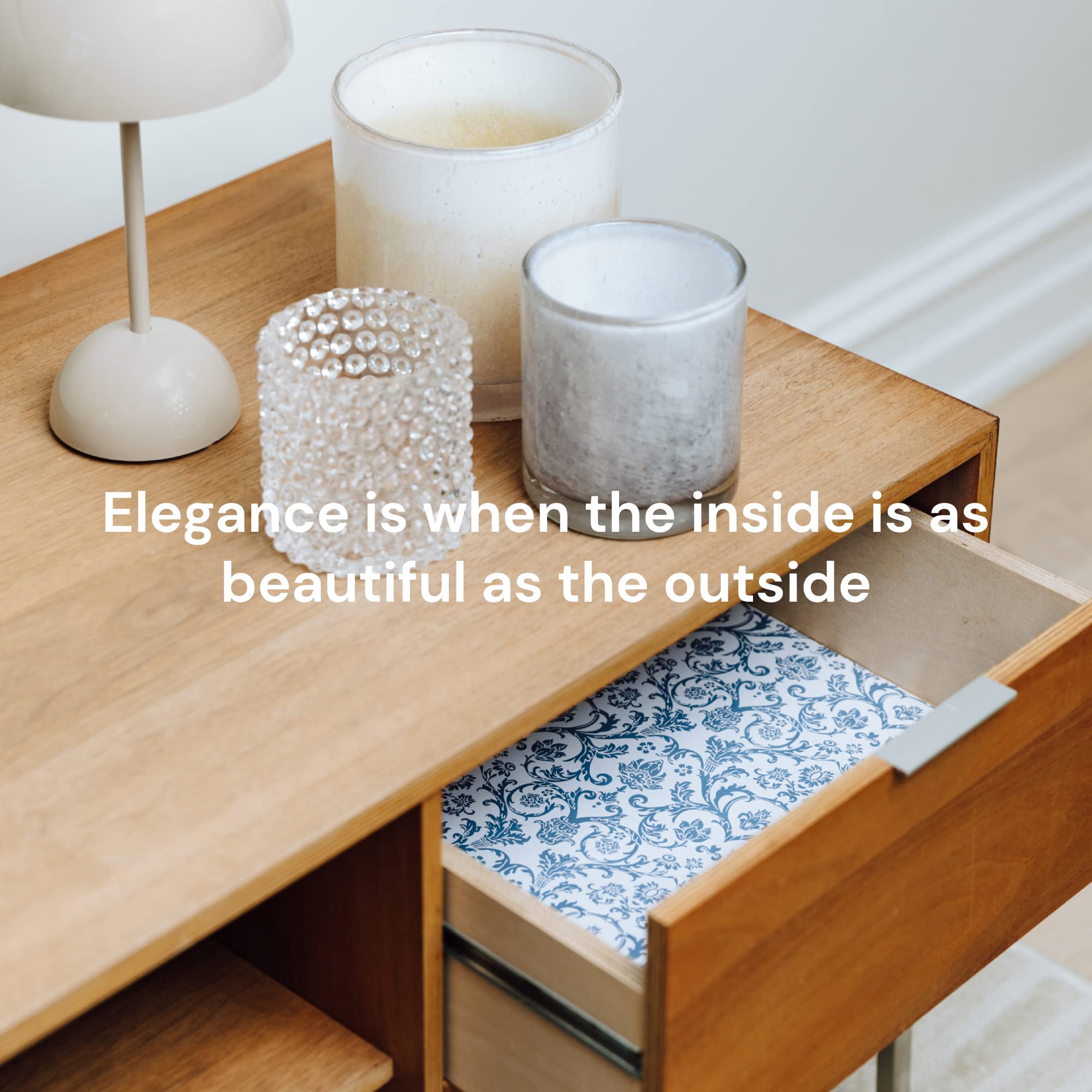 Scented Drawer Liners - Non-Adhesive Paper Sheets for Closet Shelves, Cabinet, Home Essentials & Dresser - 14 x 19.5 Inch Royal Damask Print Drawer Liner - Coquette Room Decor