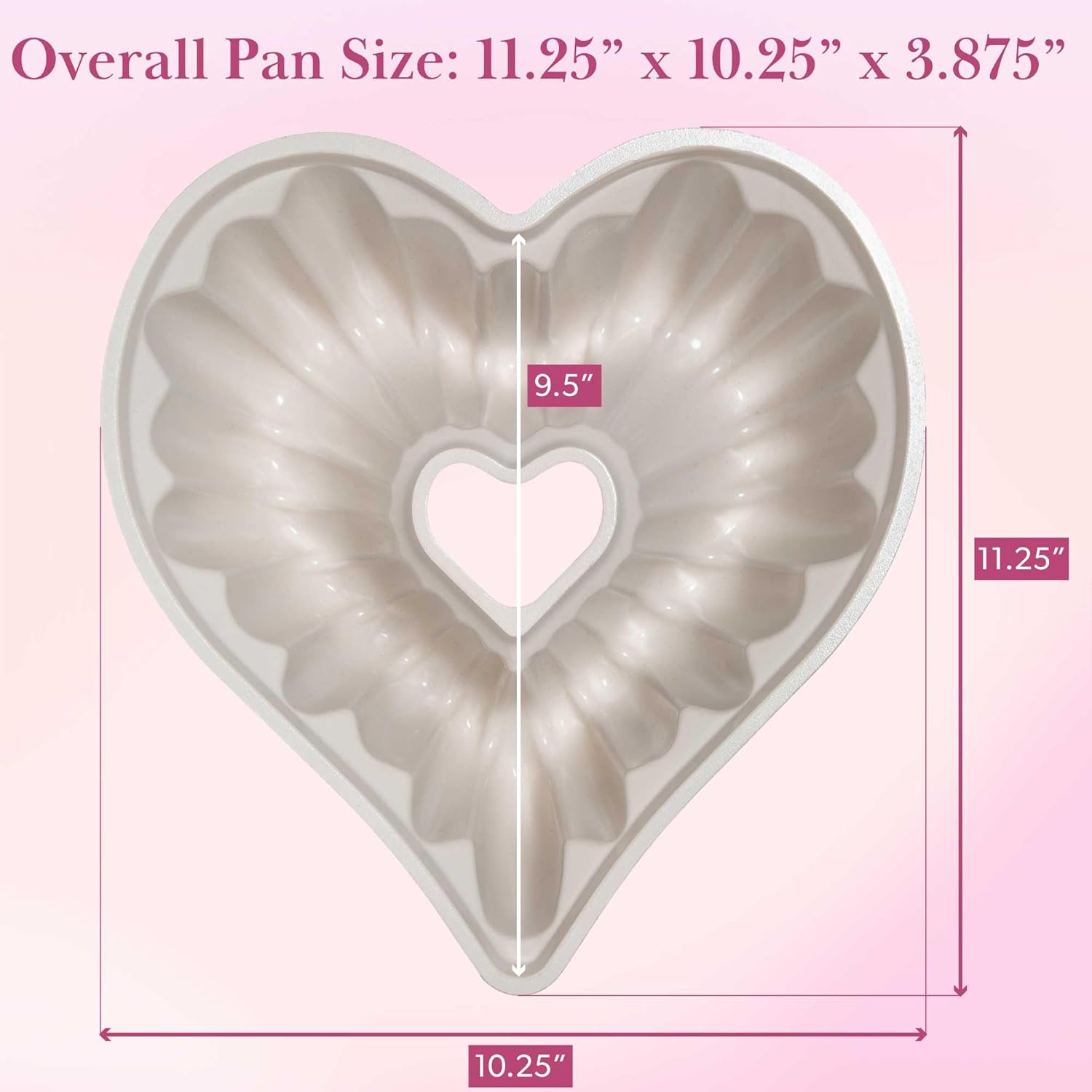 Paris Hilton 9-Inch Heart-Shaped Fluted Cake Pan, Cast Aluminum with Ceramic Nonstick Coating, Dishwasher Safe, Pink