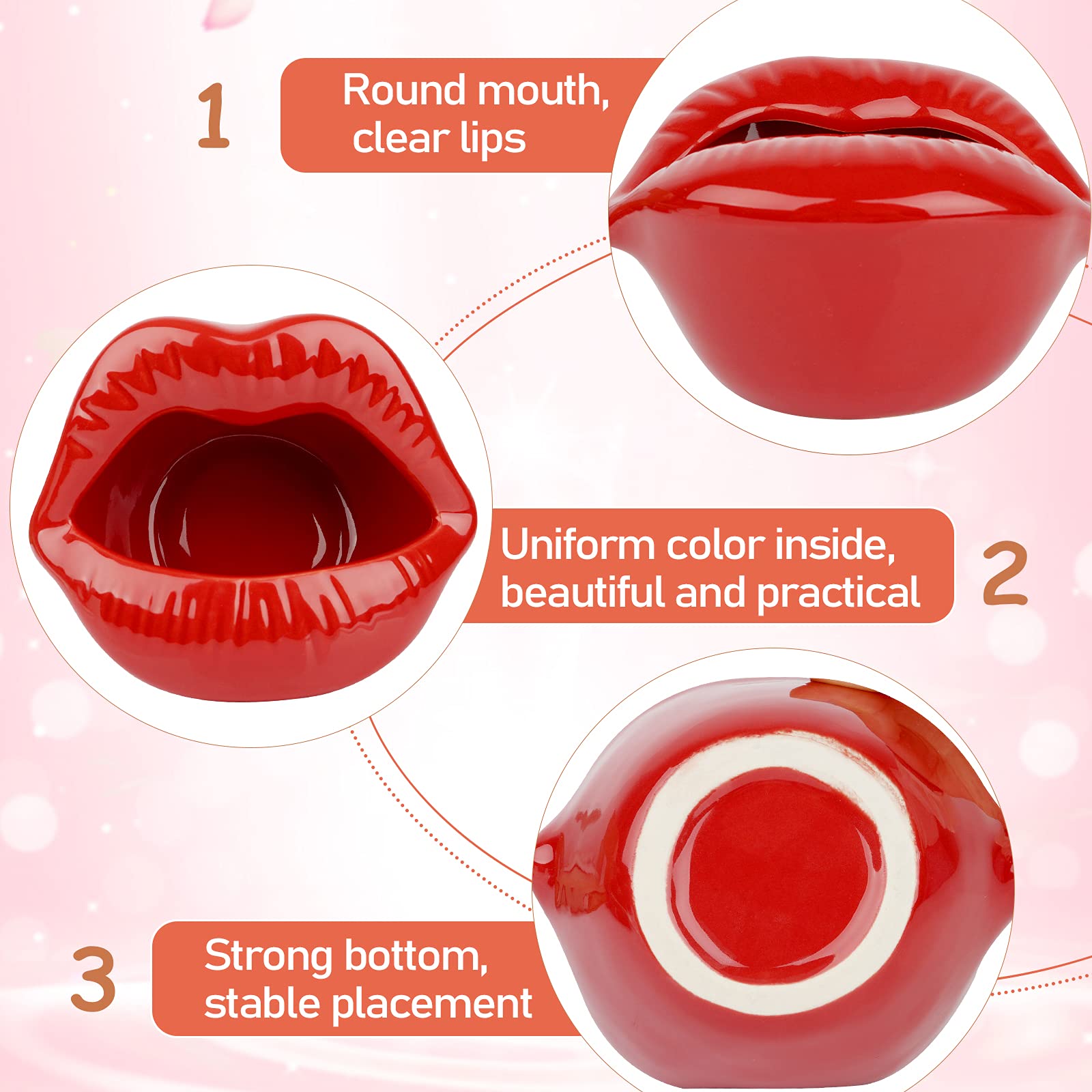 Ceramic Lips Lipstick Ring Holder Jewelry Tray Rack Decorative Cosmetic Storage Display Holder Desktop