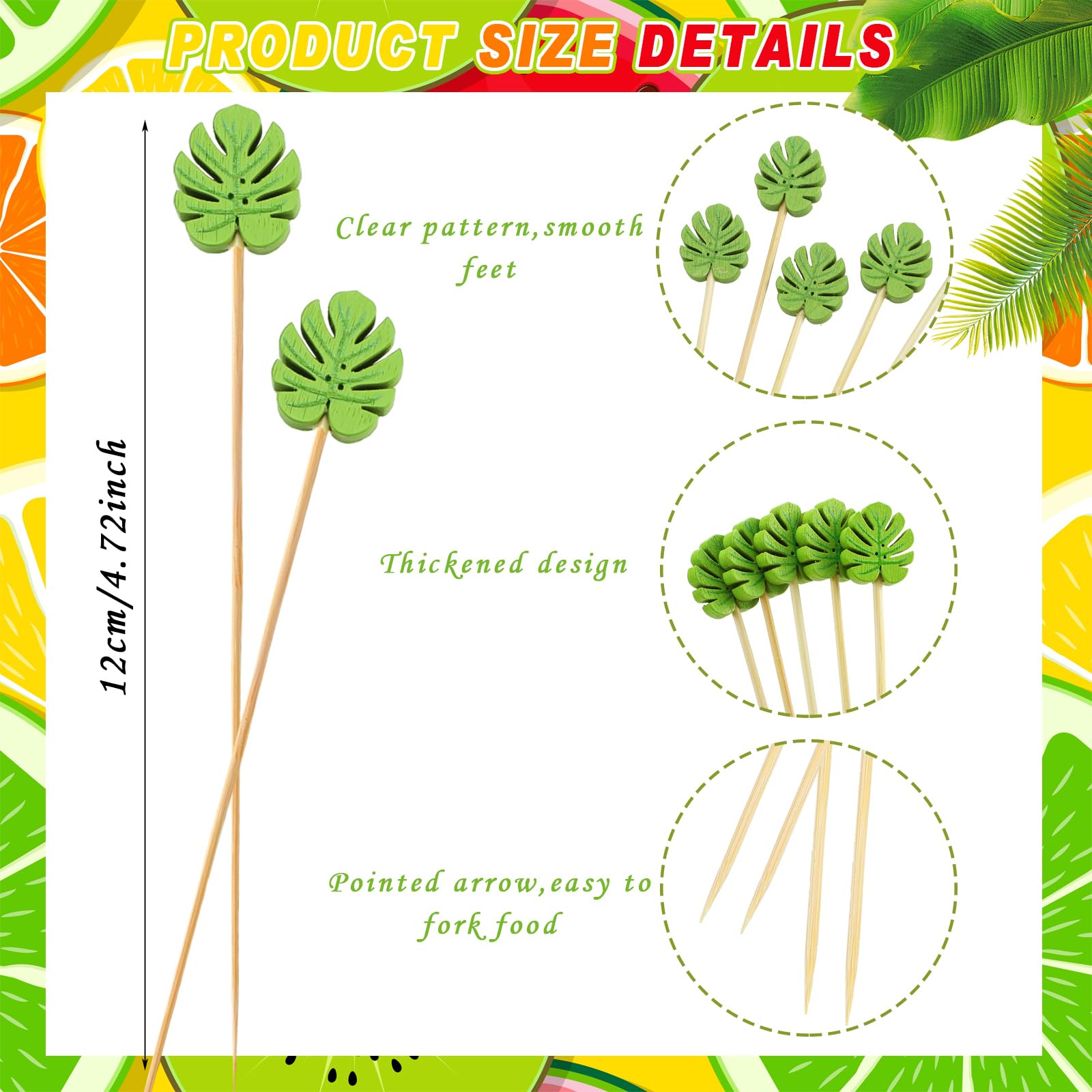 Tulip Cocktail Picks â€?Bamboo Toothpicks for Appetizers, Summer Party Skewers, Disposable Food Sticks 200 Pcs