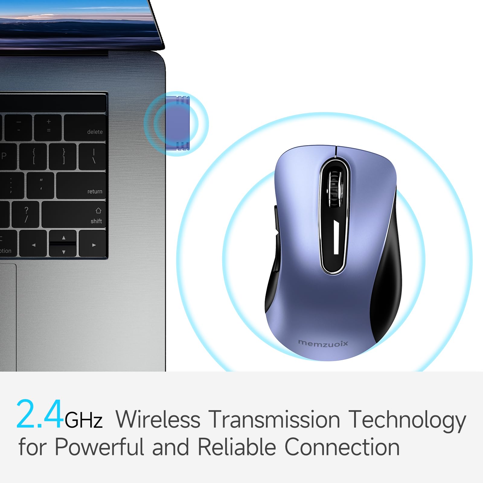 Portable Computer Wireless Mouse for Laptop, PC, Desktop, MacBook, 5 Buttons