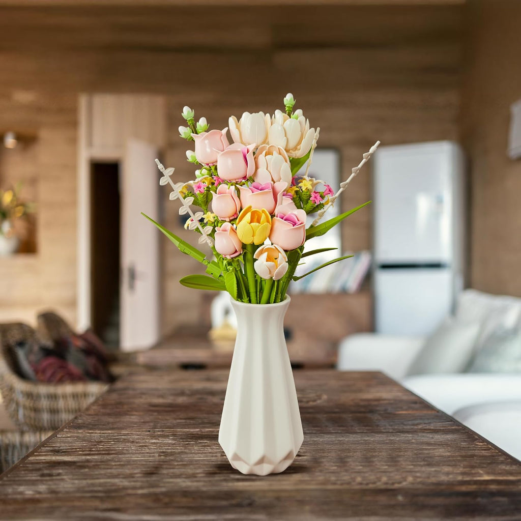 Tulip & Rose Flower Bouquet Building Set 18-Pack