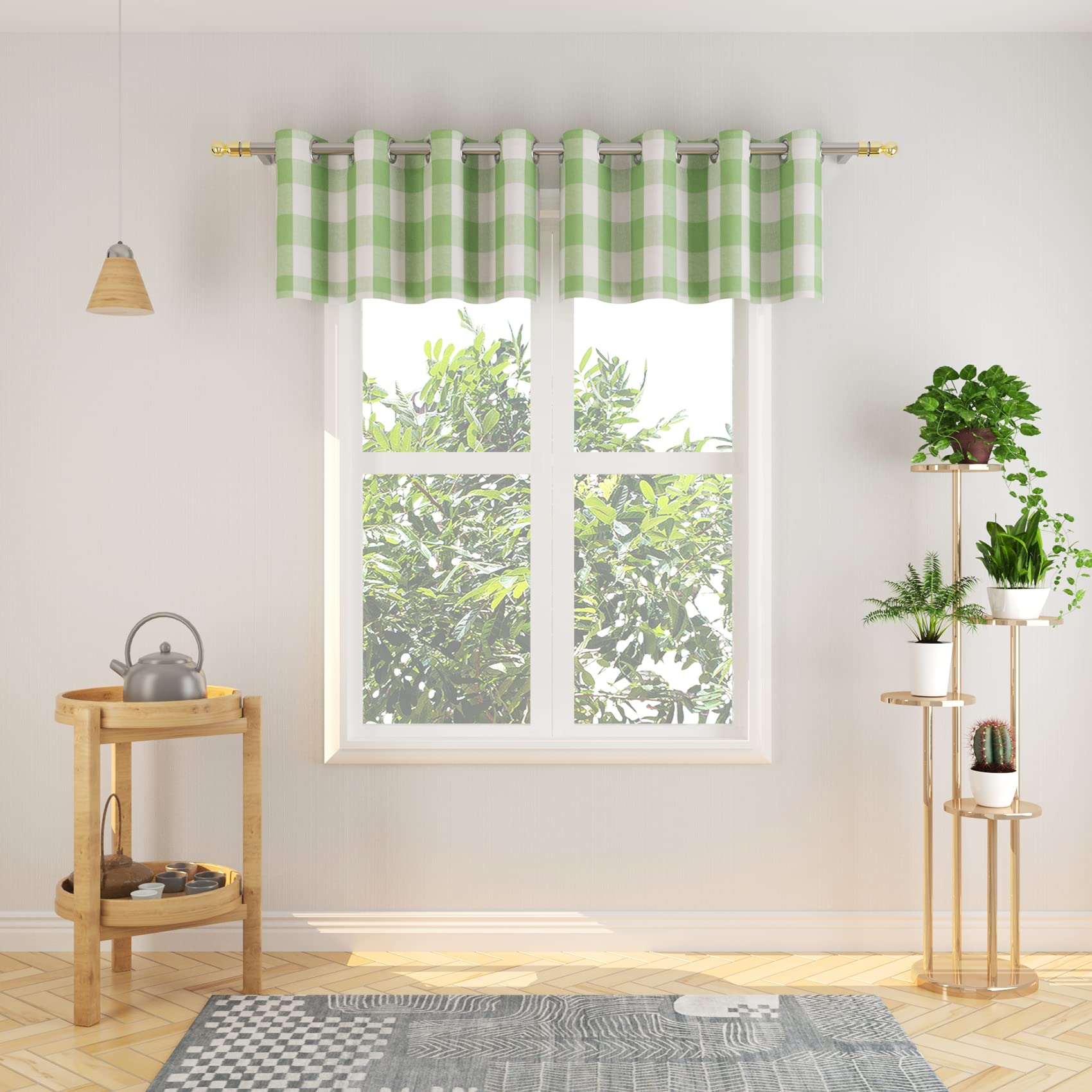 Tier Curtains Check Gingham Plaid Window Curtain Panels Bathroom Grommet Top Window Treatment 2 Panels