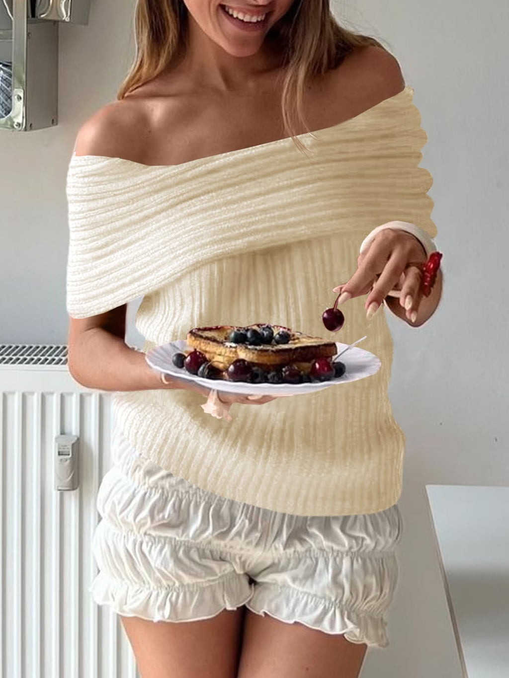 Womens Off The Shoulder Sweater Tops Summer Sleeveless Strapless Ribbed Sexy Pullover Shirts