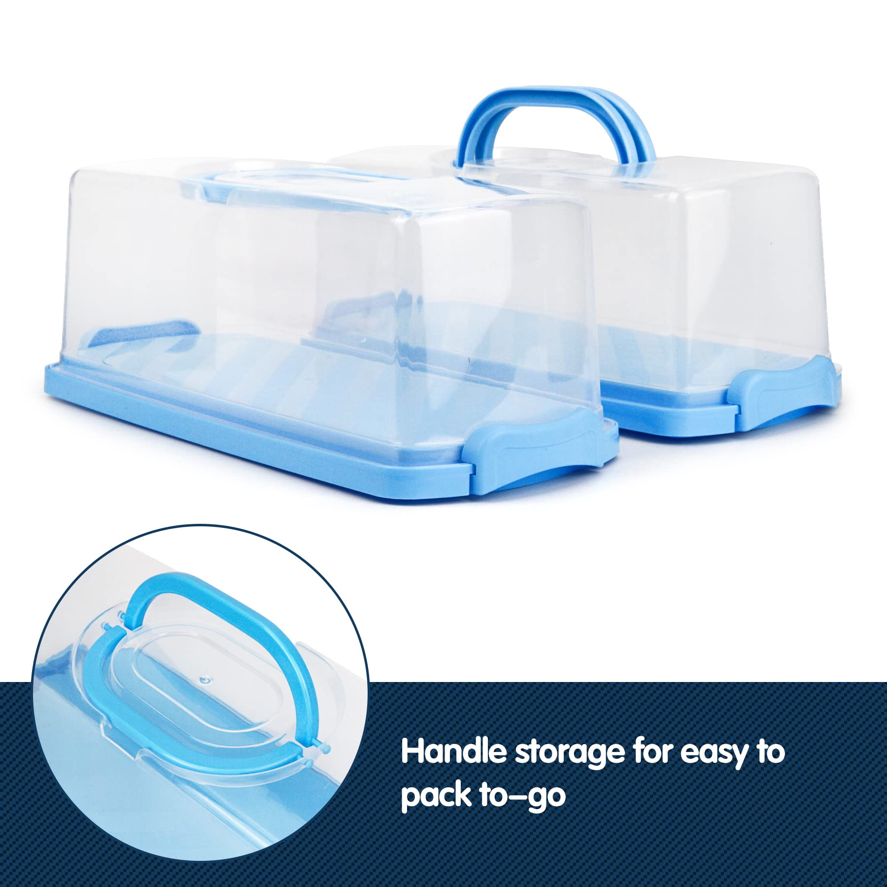 Plastic Rectangular Bread Box with Clear Lid, Loaf Cake Keeper, Portable Bread Keeper Storage Container with Handle