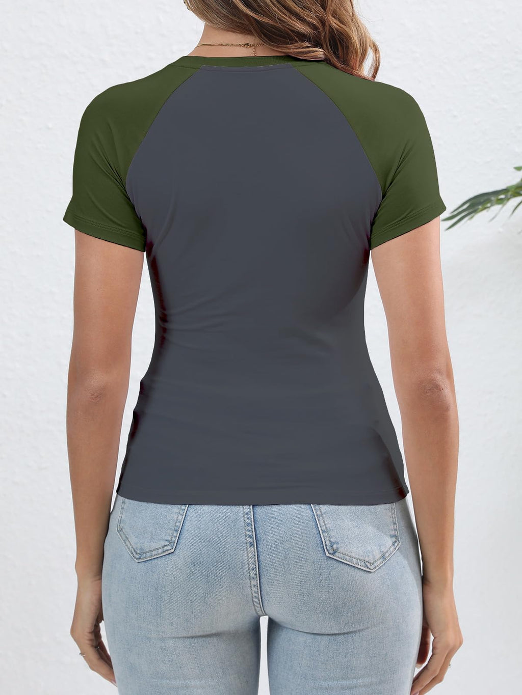 Women's Y2K Basic Shirts Short Sleeve Crewneck Slim Fit Stretchy Slightly Crop Top