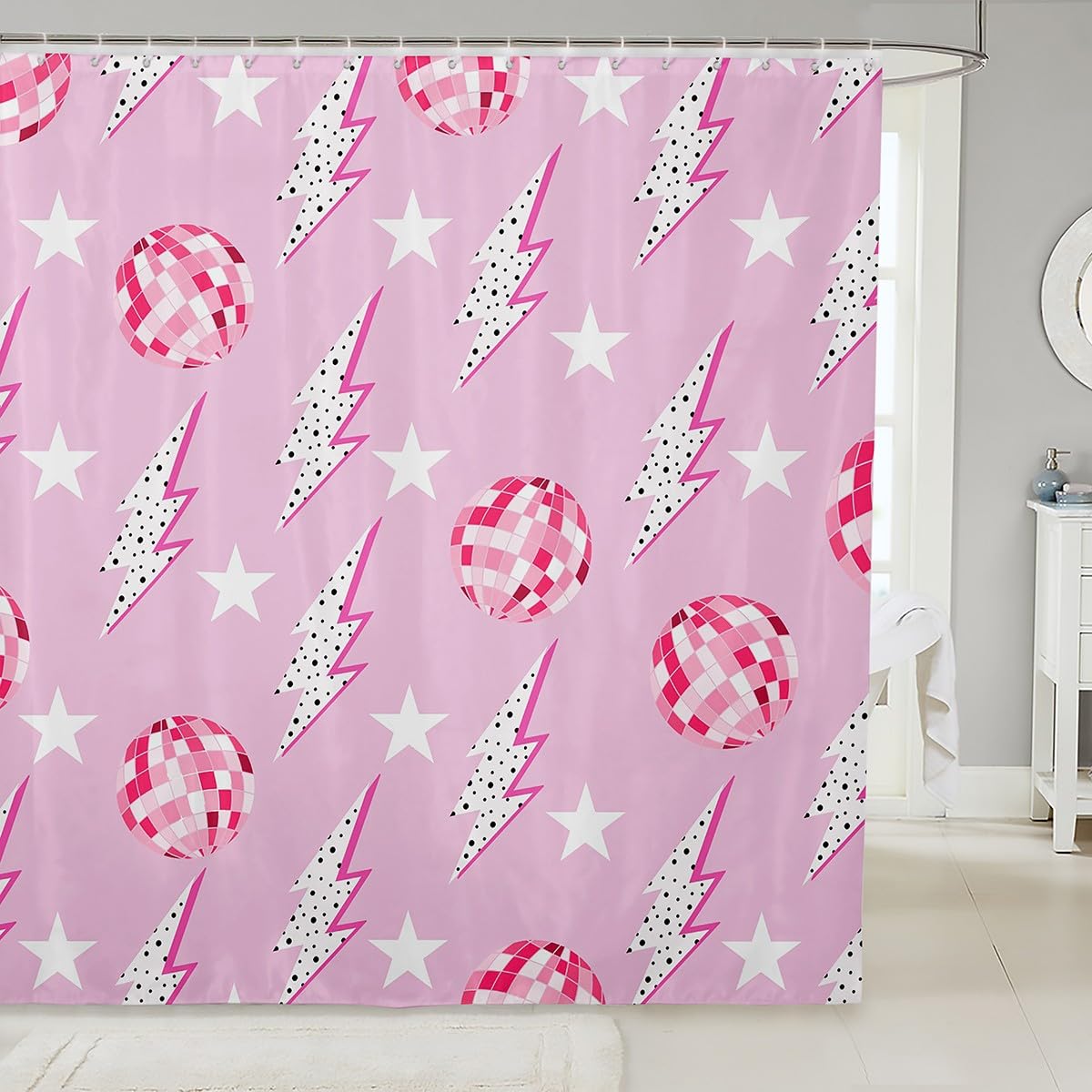 Cute Bathroom Curtains -  Waterproof Curtains, 12 Hooks Suits