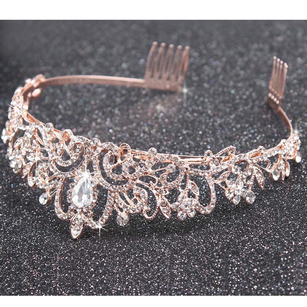 Princess Crystal Tiara Crown Headband Elegant Crown With Combs
