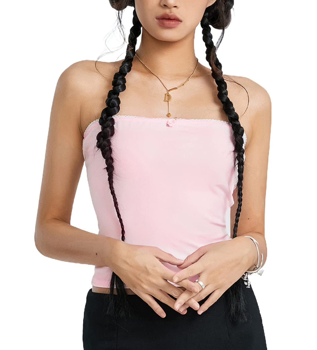 Women Y2k Lace Frill Camisole Sexy Spaghetti Strap Low Cut Tank Crop Top Aesthetic Fairycore Cami Shirt Streetwear