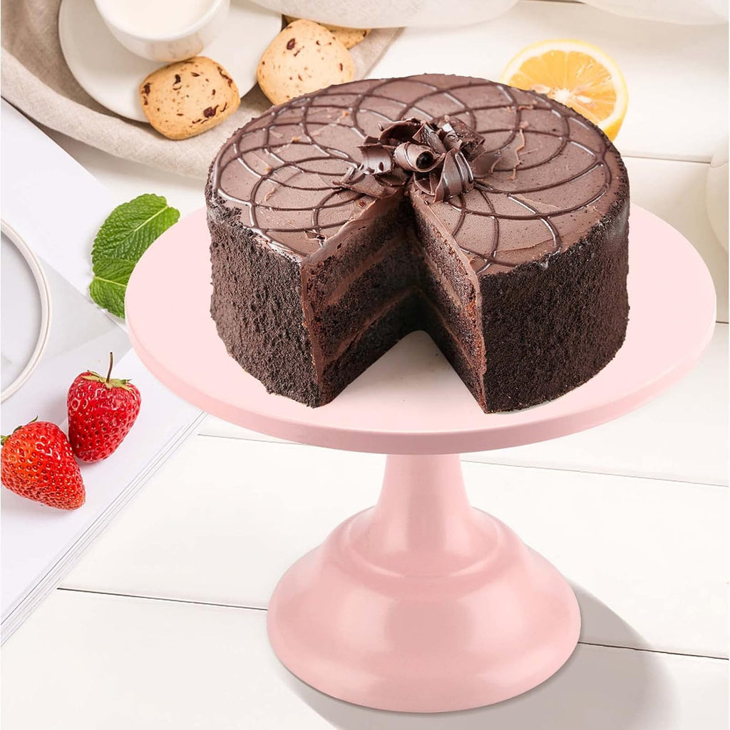 Pink Cake Stand, 10 Inch Adjustable Height Cake Stand Pink Round Metal Cupcake Stand 2 Pack