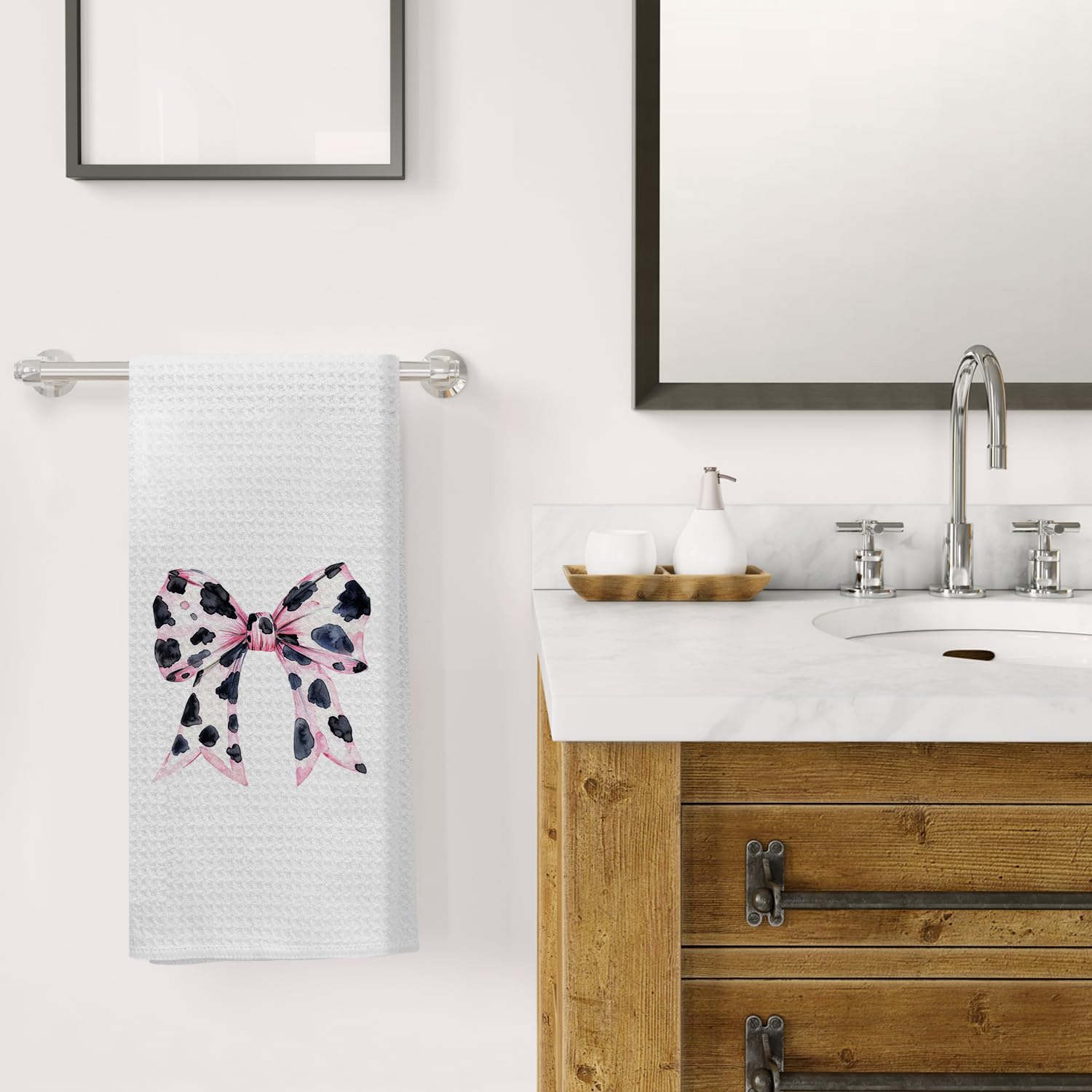 Coquette Bow Kitchen Towels Hand Towels for Bathroom, 16x24 Inch