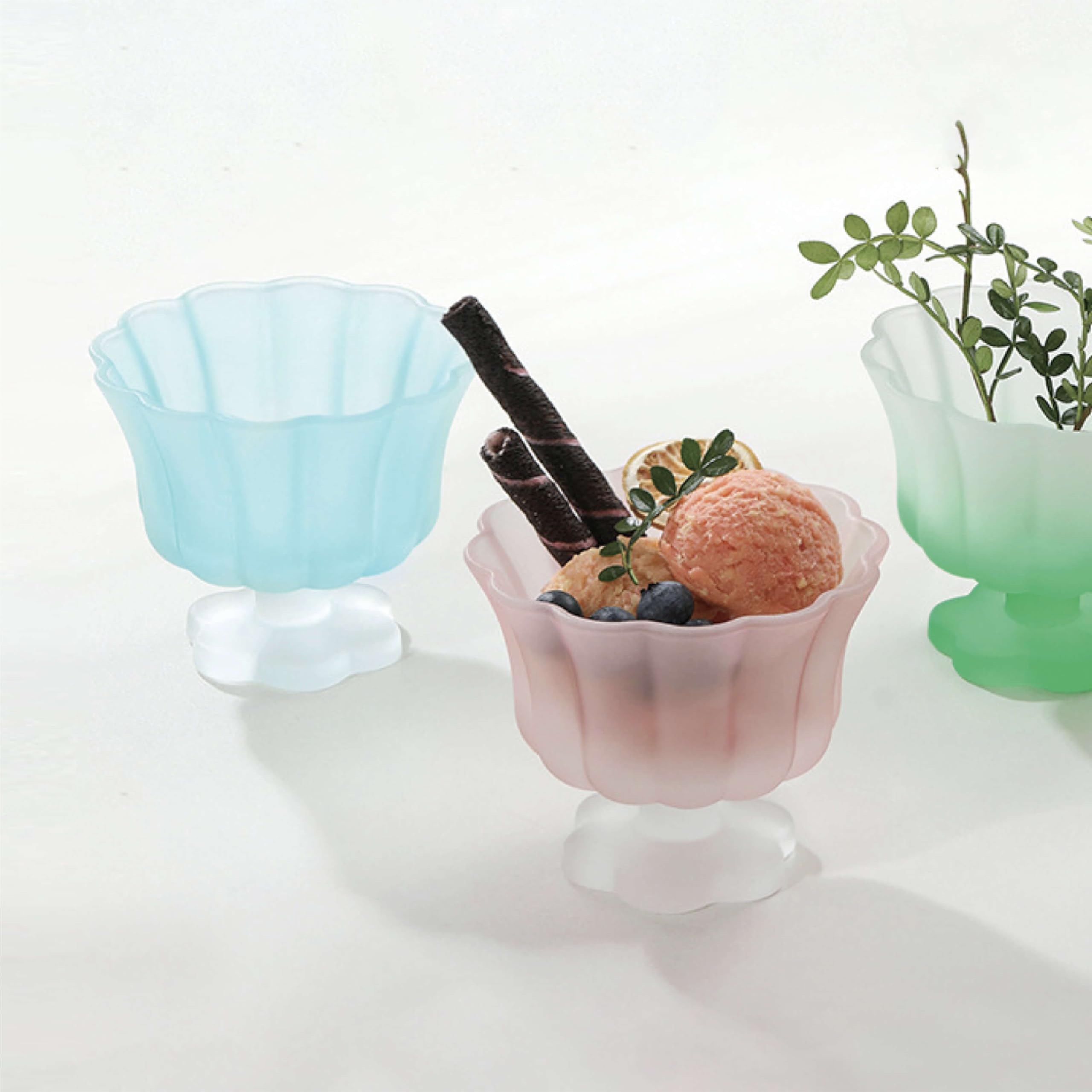 Matte Gradient Finish Glass Dessert Bowl with Heavy Base, 240ml (8.1oz)