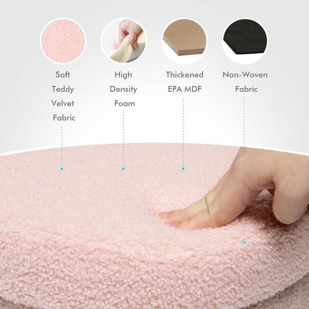 Flower-Shaped Storage Ottoman â€?Boucle Footstool & Seat for Living Room & Dorm