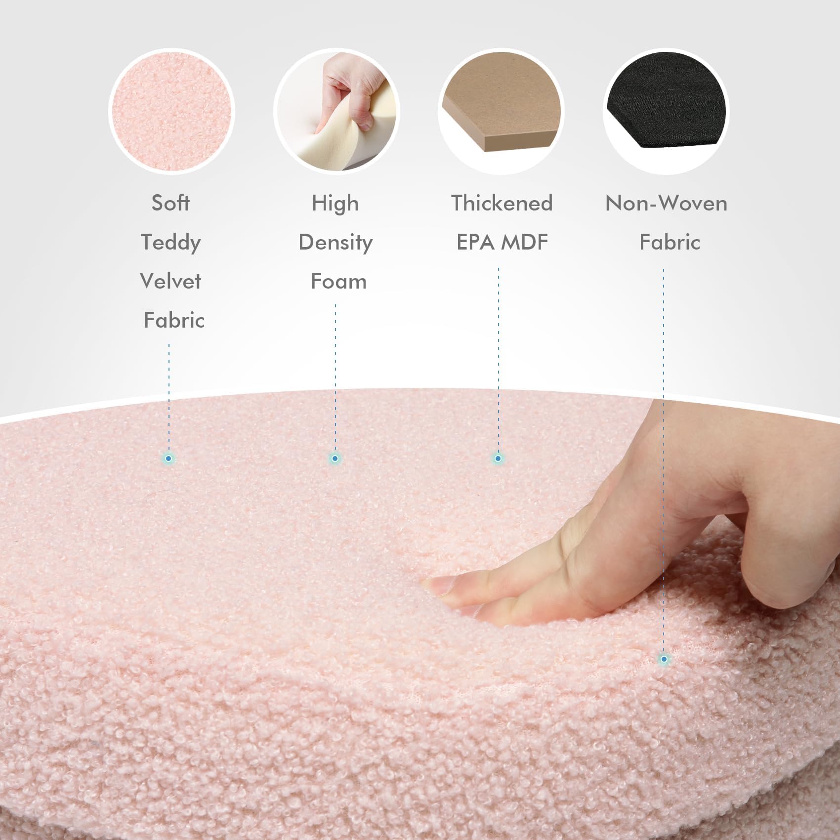 Flower-Shaped Storage Ottoman â€?Boucle Footstool & Seat for Living Room & Dorm