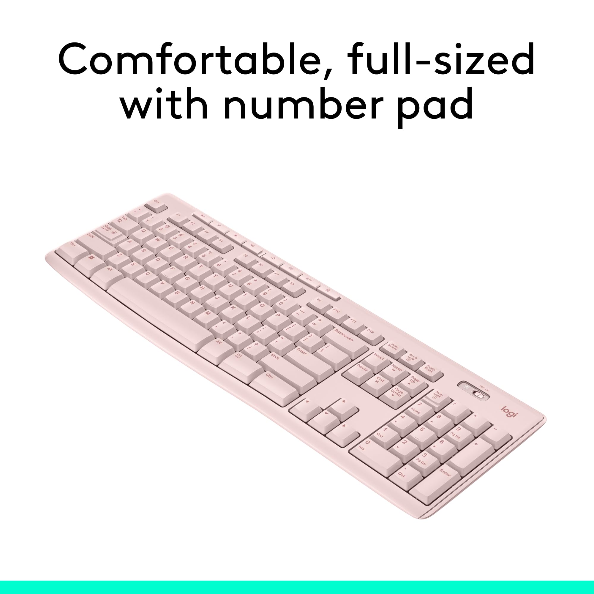 Rose Wireless Keyboard and Mouse Combo â€?2.4 GHz, Compact Mouse, 8 Multimedia Shortcuts, Long-Lasting 2-Year Battery, Compatible with Windows PC & Laptop