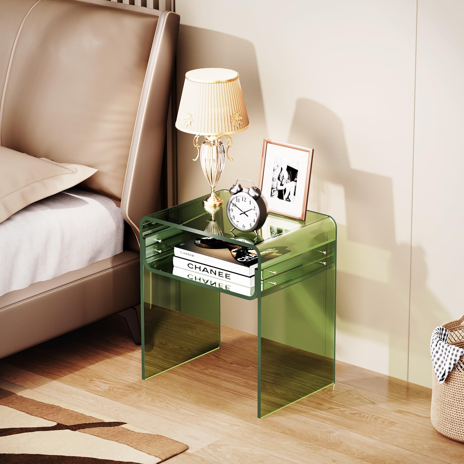Clear Acrylic End Table 2-Tier Bedside nightstand
