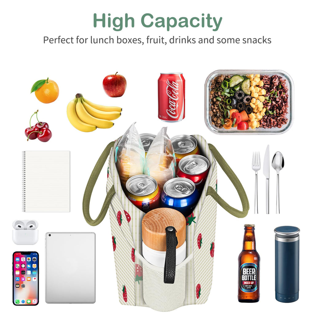 Reusable Insulated Lunch Tote Bag,Leakproof Food Handbags Case High Capacity