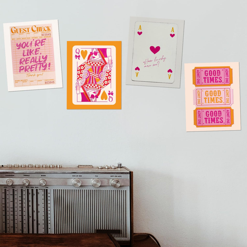 Trendy Leopard Wall Art Prints Set of 4 Funky Lucky 8 Ball Posters Prints Preppy Room Aesthetic Cheetah Wall Decor for Girls Room Dorm Apartment 8x10 Unframed