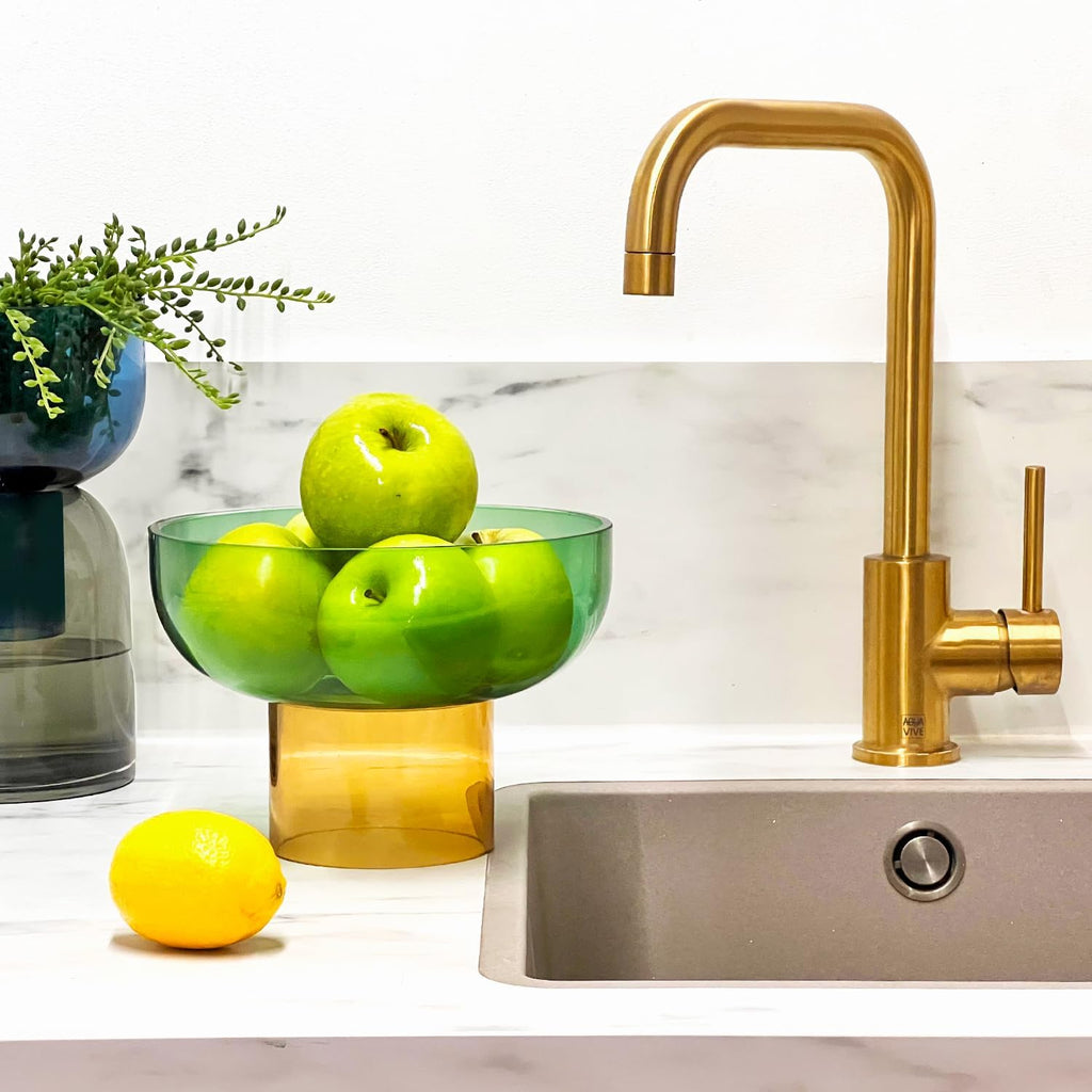 Green and Yellow Reversible Decorative Glass Bowl