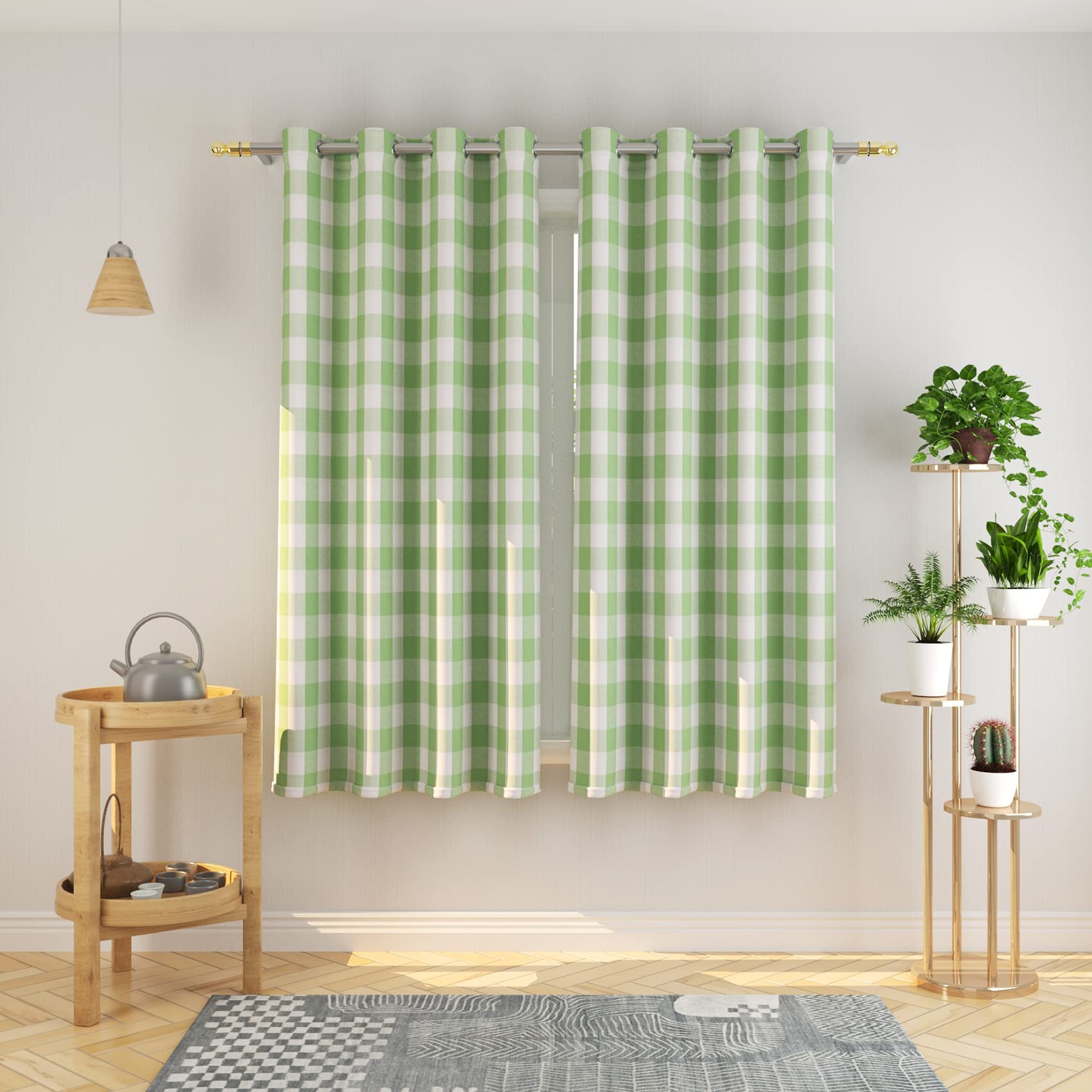 Tier Curtains Check Gingham Plaid Window Curtain Panels Bathroom Grommet Top Window Treatment 2 Panels