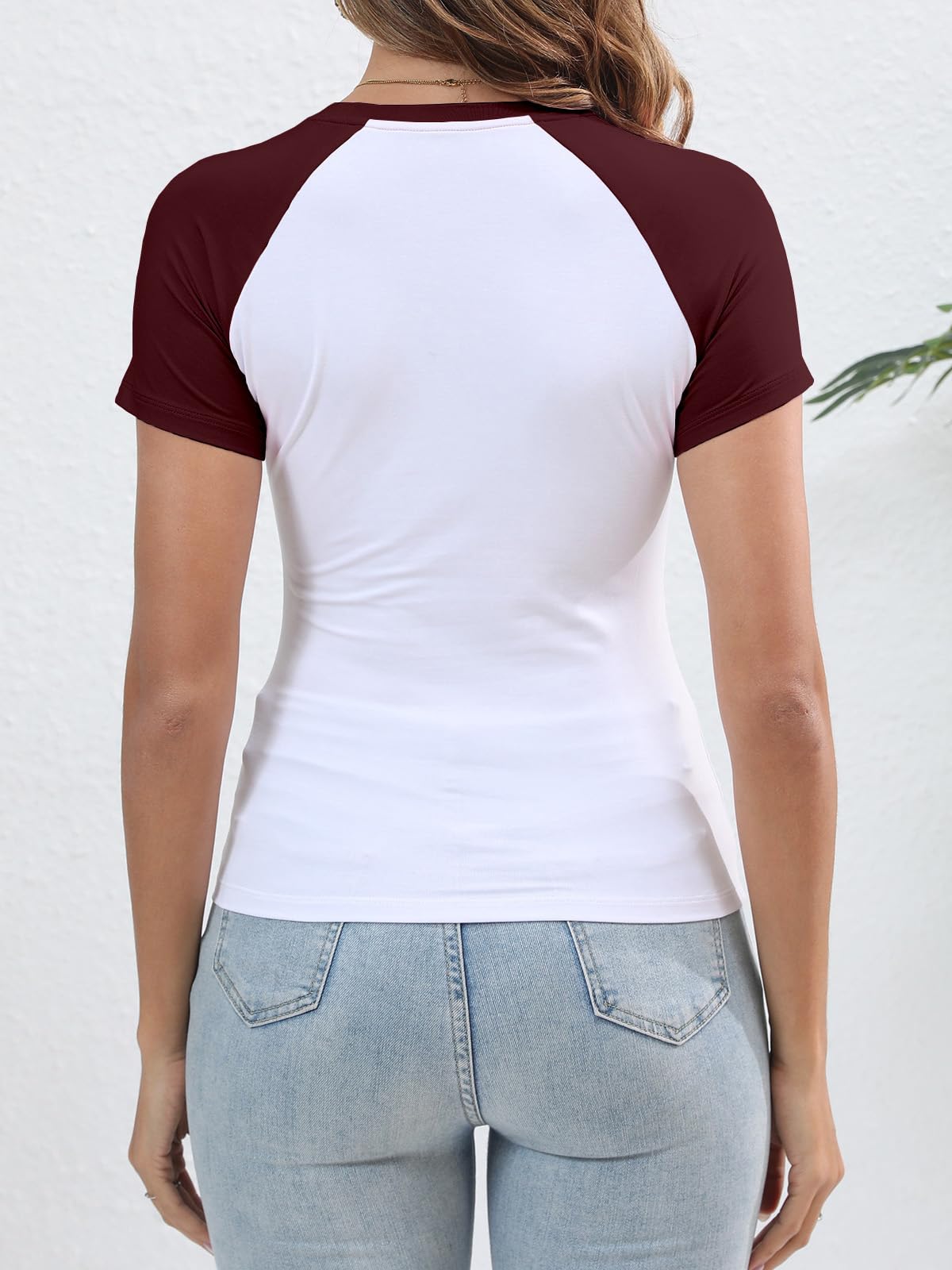 Women's Y2K Basic Shirts Short Sleeve Crewneck Slim Fit Stretchy Slightly Crop Top