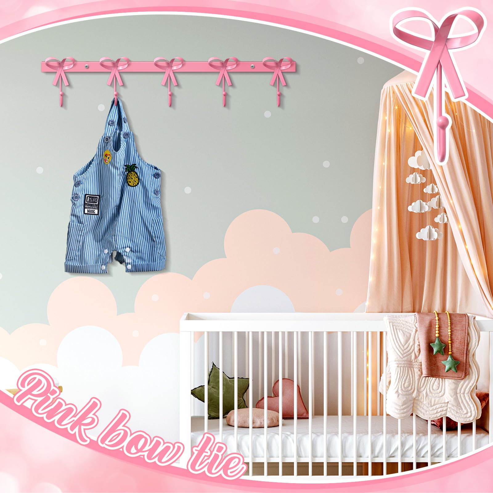 Five Bow Wall Hook Hanger for Robes Coat Hat Knot Bow Hooks Brass Wall Decorative Hooks