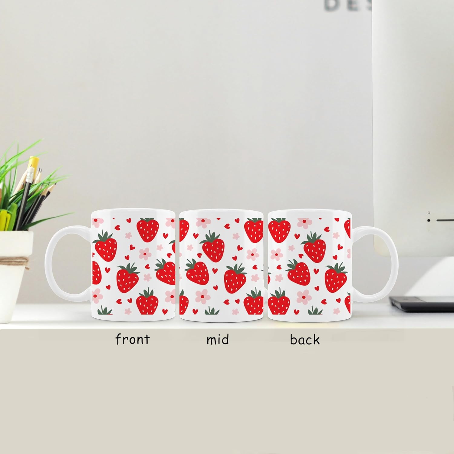 Strawberry Mug - Strawberry Cute Aesthetic Mug, 11 oz