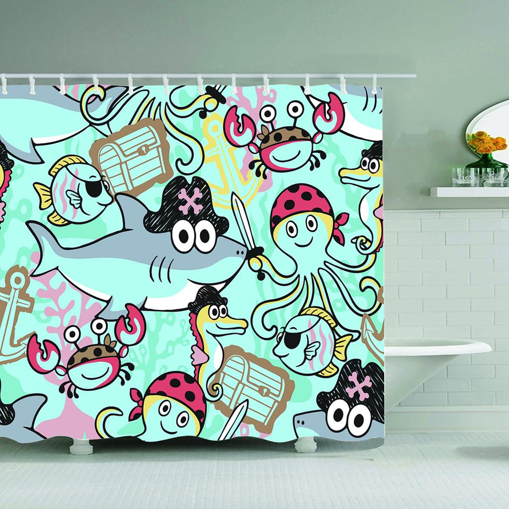 Shower Curtain Bathroom Decor with 12 Plastic Hooks 72 x 72 Inch