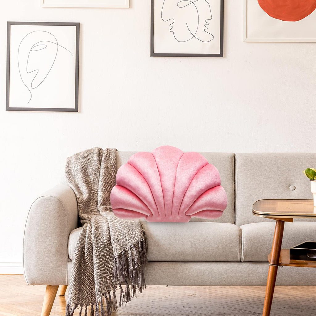 Pink Seashell Decorative Pillow â€?Soft Clam-Shaped Cushion for Sofa, Bed, or Living Room