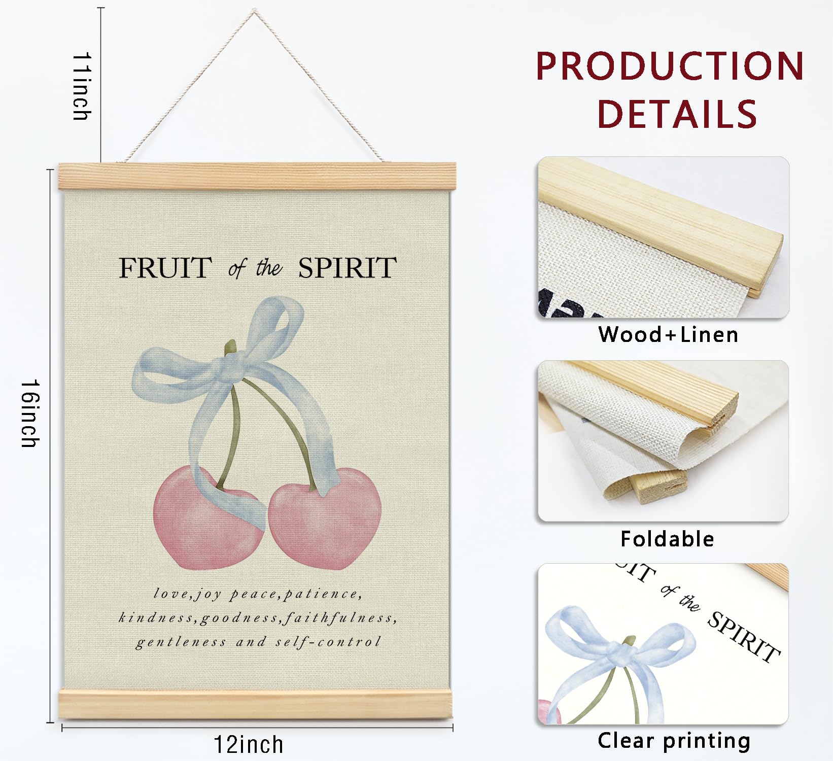 Trendy Bows Pink Coquette Scripture Wall Art Poster Hanger Frame, Christian Bible Verses Posters Wall Art Decor