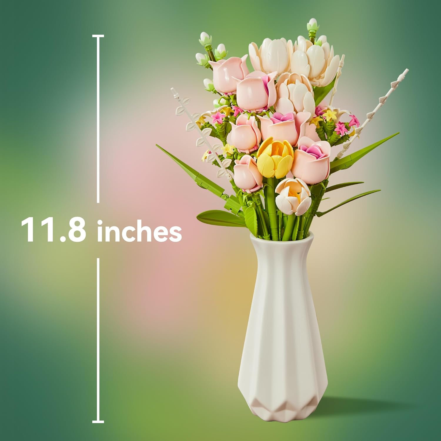 Tulip & Rose Flower Bouquet Building Set 18-Pack