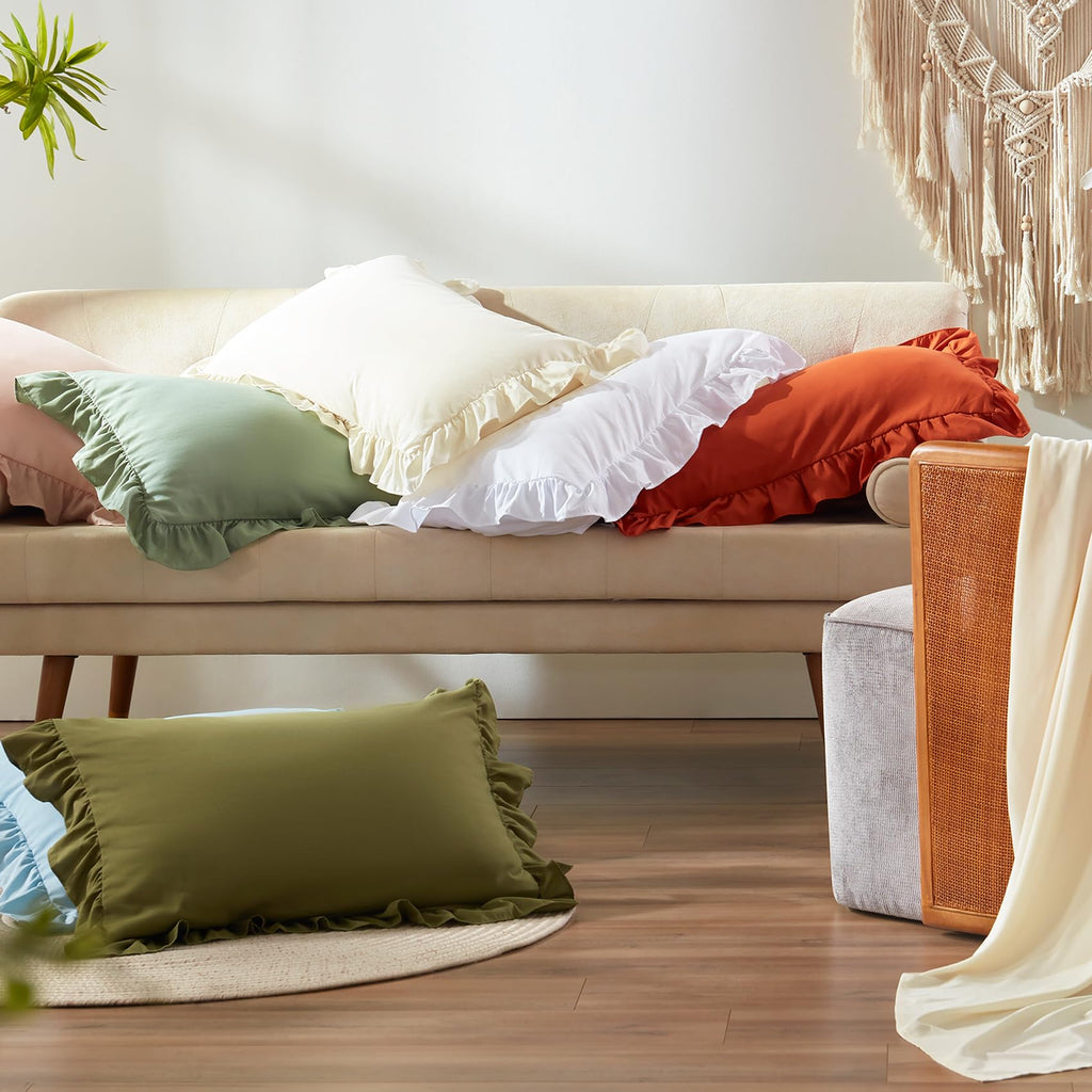 Comforter Set 7 Piece, Bed in a Bag with Sheets, All Season Ruffle Shabby Chic Bedding Sets with 1 Comforter, 2 Pillow Shams, 2 Pillowcases, 1 Flat Sheet, 1 Fitted Sheet