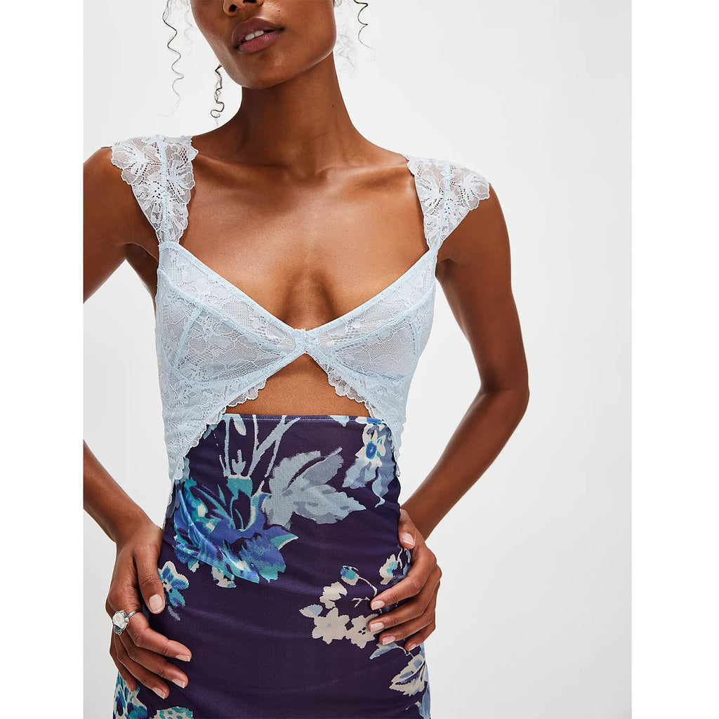 Women Sleeveless Maxi Dress Backless Bodycon Floral Printed Spaghetti Strap Long Dress Sheer Mesh Summer One-Piece