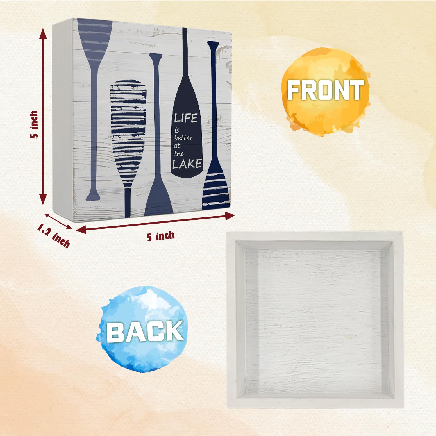 Coquette Pink Bow Champagne Wooden Box Sign, 5x5 Inch