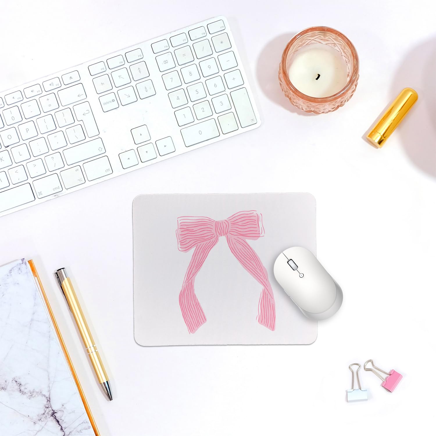Coquette Bow Mouse Pad, Trendy Mouse Pad, Preppy Cute Mouse Pad for Desk Home Office & Gaming, 9.5x7.9 inches