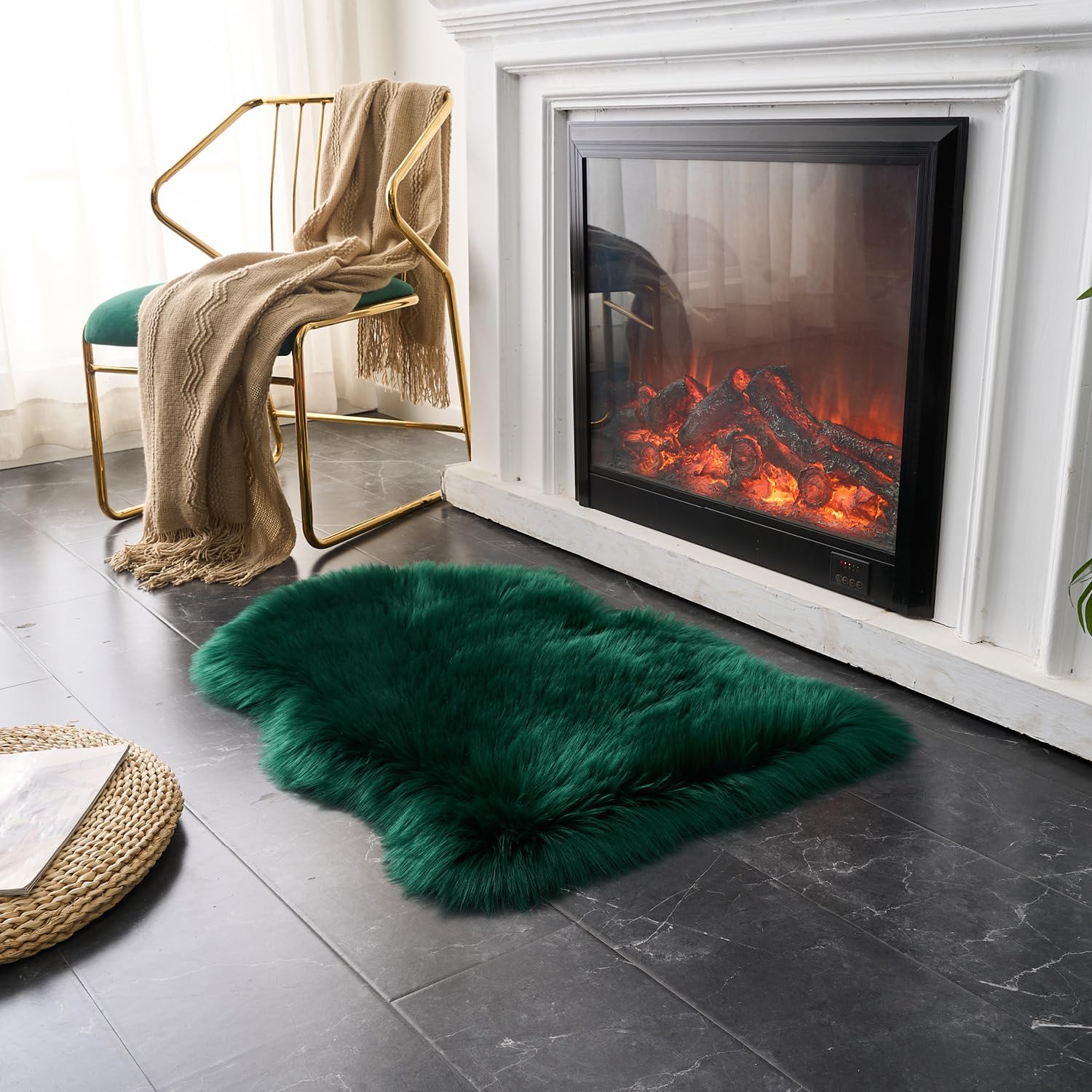 Ultra Soft Faux Fluffy/Fuzzy Shaggy Area Rug - Fur Chair Cover Seat Pad