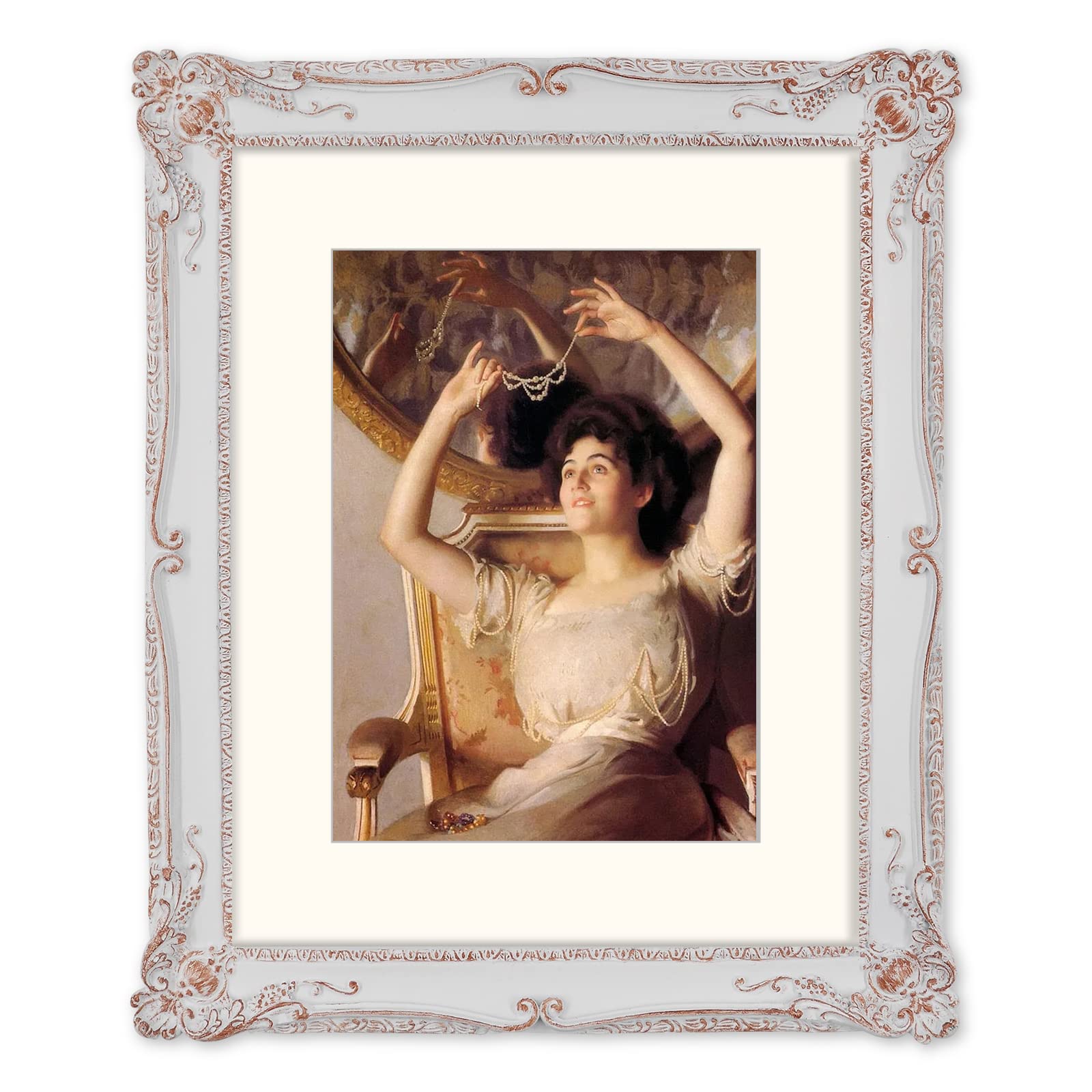 Picture Frame Antique Frame 8x10 Vintage Photo Frames 11 x 4 in with Gold Trim, Wall and Tabletop Picture Frames