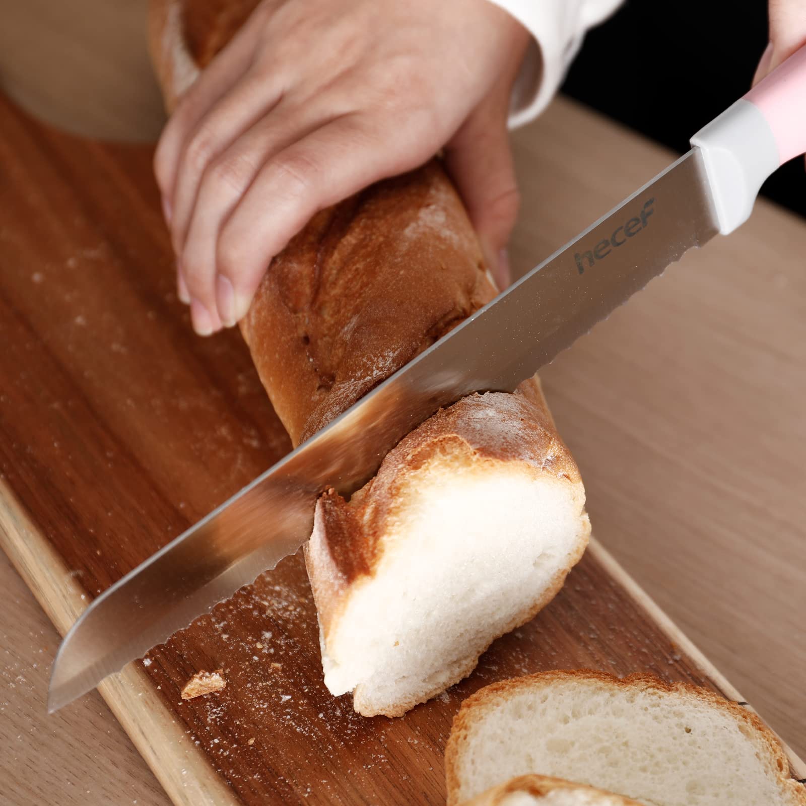 Kitchen Knife Block Set, 14 Pieces Knife Set with Wooden Block & Sharpener Steel & All-purpose Scissors, High Carbon Stainless Steel Cutlery Set