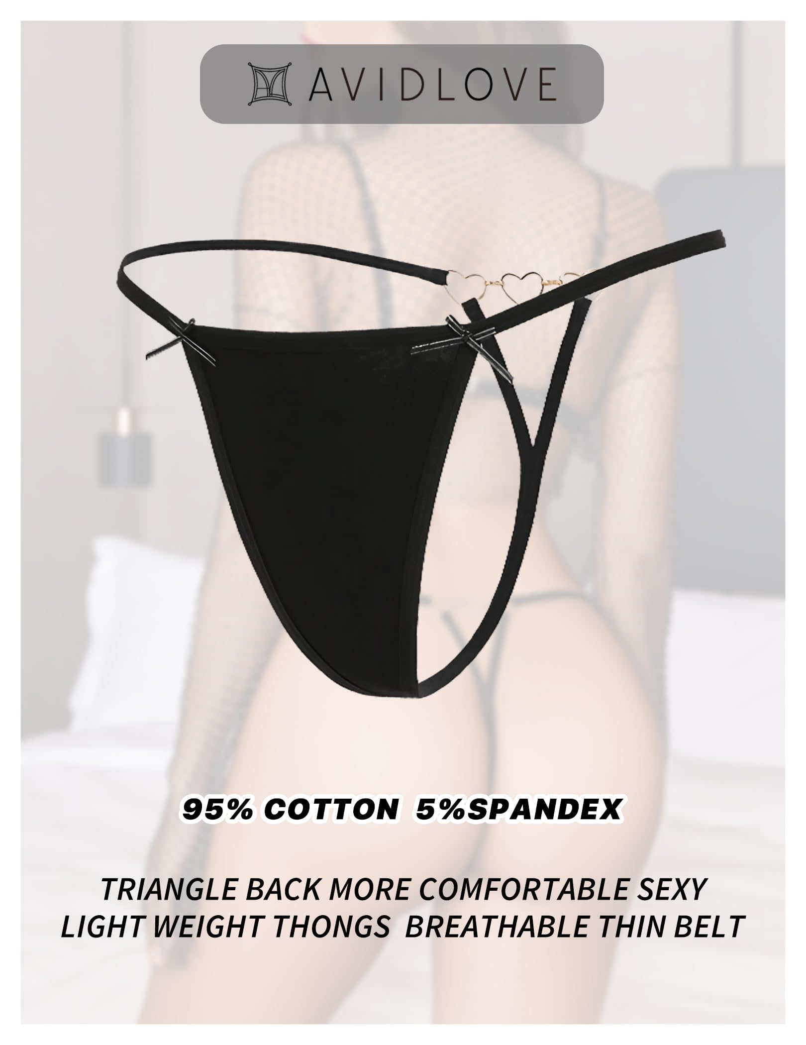 G String Thongs for Women Cheeky Breathable Underwear Sexy No Show Panties 3 Pack