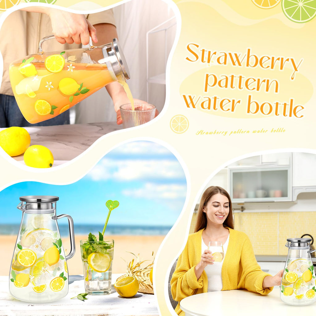 Glass Pitcher with Lid Water Pitcher with Handles Hot and Cold Resistant