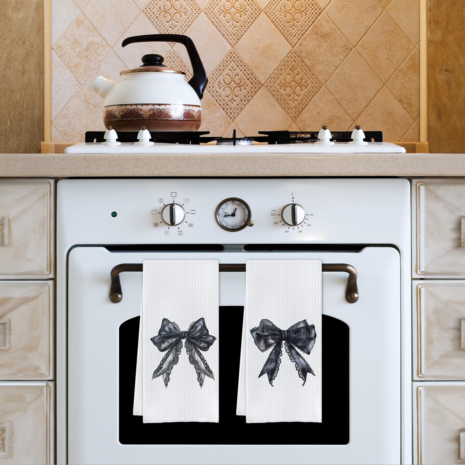 Lace Bow Dish Towels,Tea Towel, Bathroom Decor 16 X 24 Set of 2