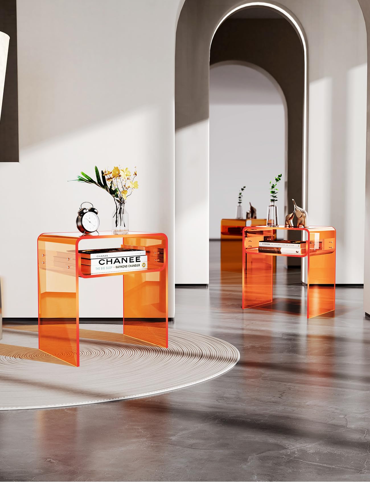 Clear Acrylic End Table 2-Tier Bedside nightstand