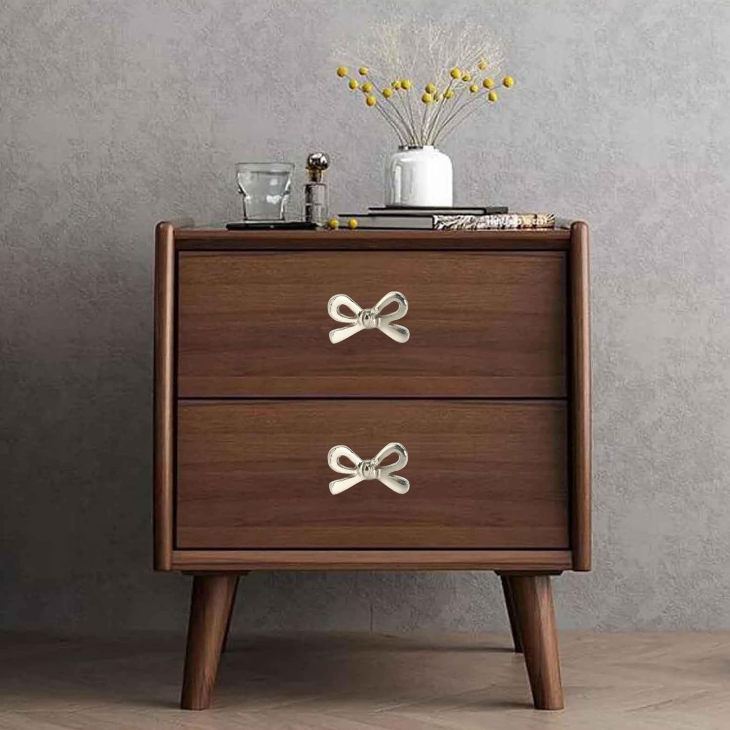 Set of 6 Metal Door Knobs - Decorative Door Knobs Bow Tie Handle with Screw | Cupboard Drawer Wardrobe Pulls (2.25" x 1.25" x 1.1") Gold